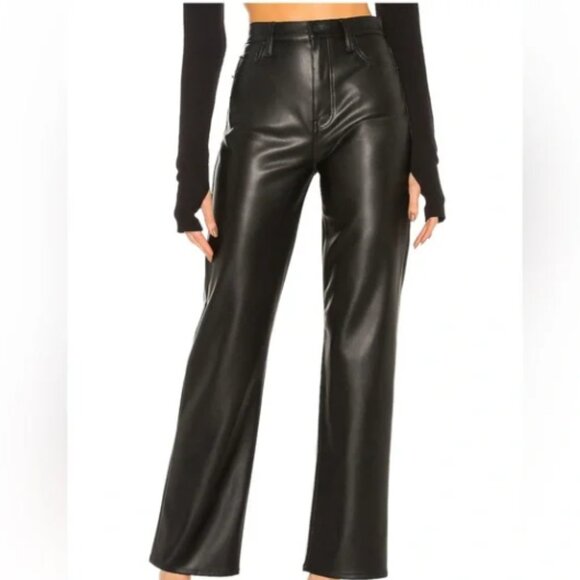 Pistola Revolve Cassie Super High Straight Leg Black Vegan Leather Pants 30 - Picture 1 of 7